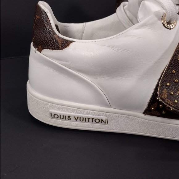 Louis Vuitton White Sneakers with Brown Strap size 8 pre owned Exellent Con - Picture 7 of 16